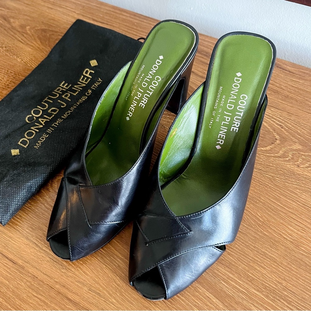 Donald J. Pliner Leather Crossover Peep-toe Heels